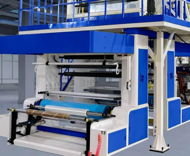 winding unit for blown film machine